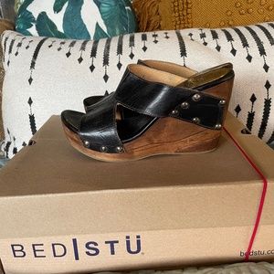 Bed Stu Cobbler Olea Leather Wedge Clog Sandal